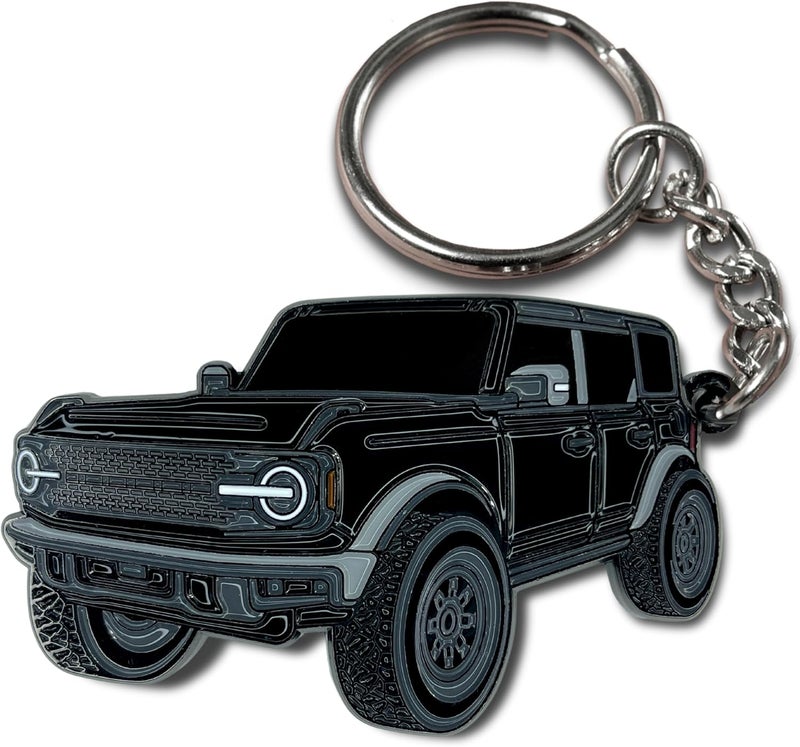 FOUR WHEEL BEAST Bronco Keychain Accessories 4 door key chain Fob Cover Cool Mods compatible with Ford Bronco 2022 2023 2024 - Image 1